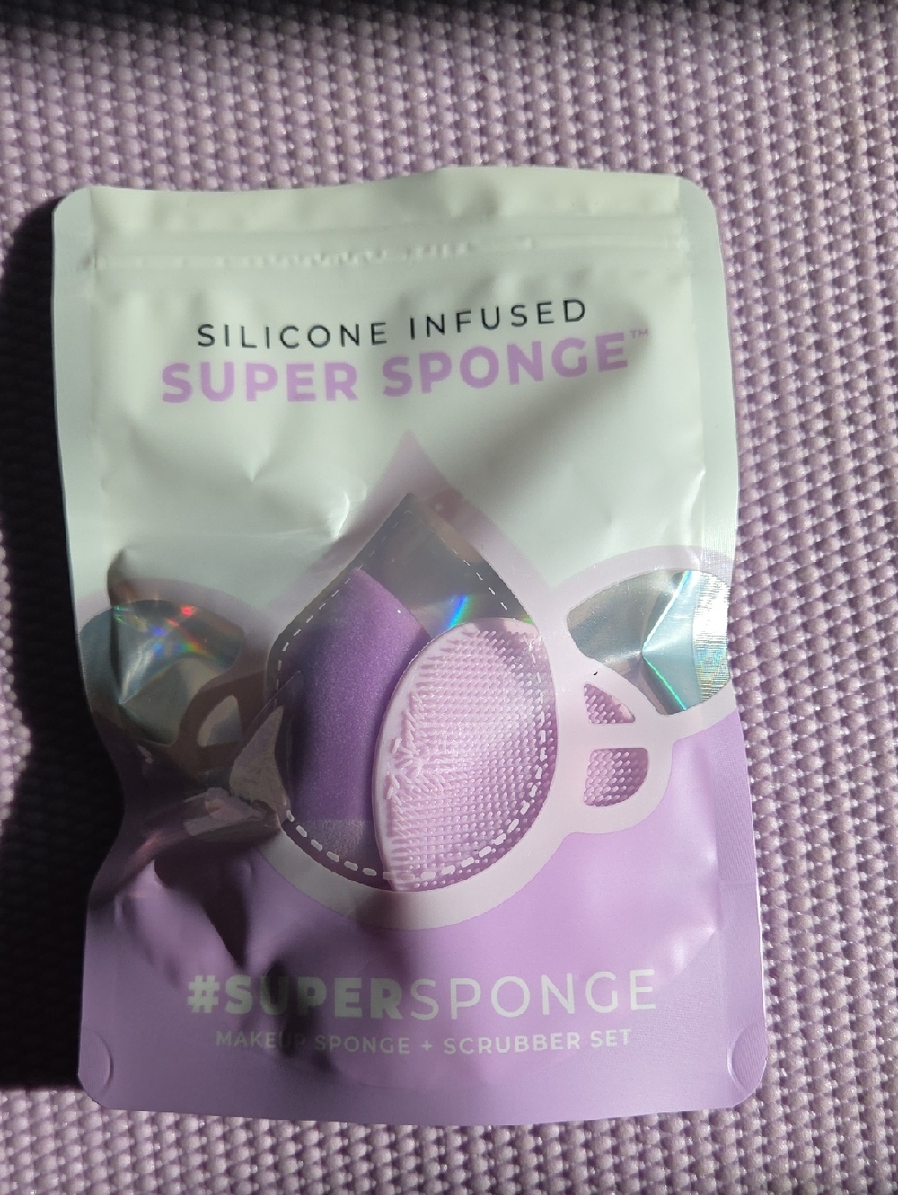 Silicone Infused Super Sponge Makeup Sponge + Scrubber - Lavender